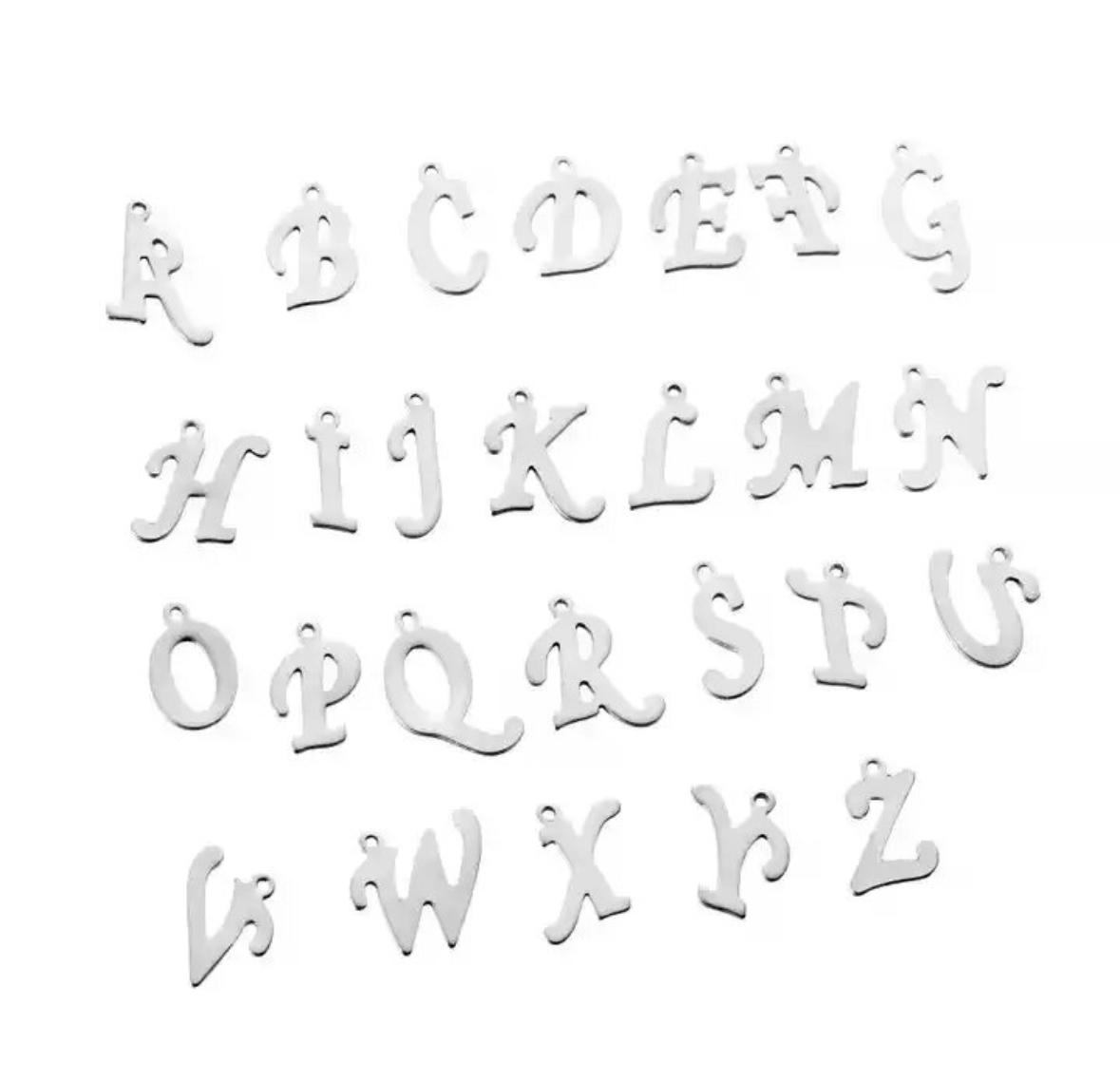 charms alphabet majuscules couleur argent pour bijoux personnalisables